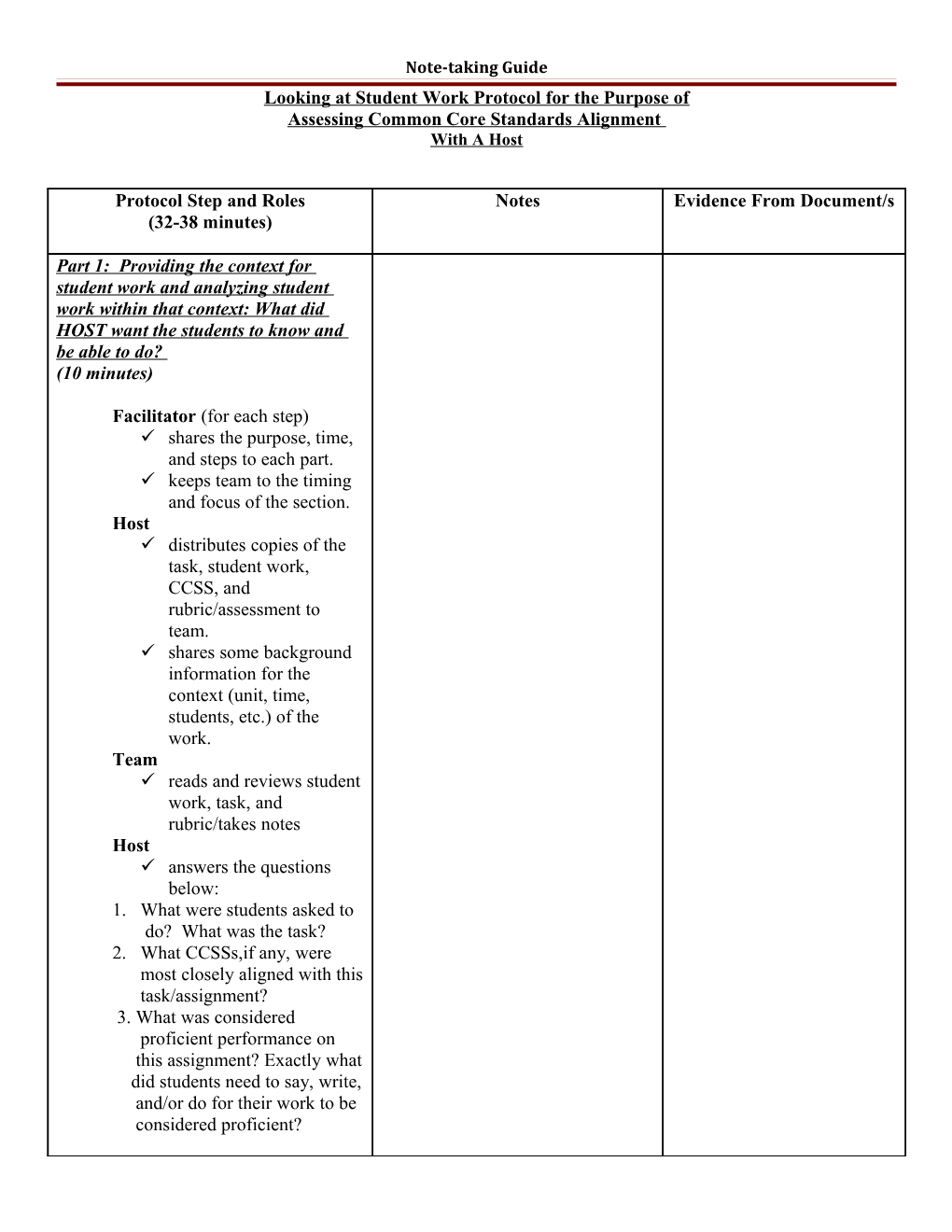 Looking at Student Work/Thinking Protocol