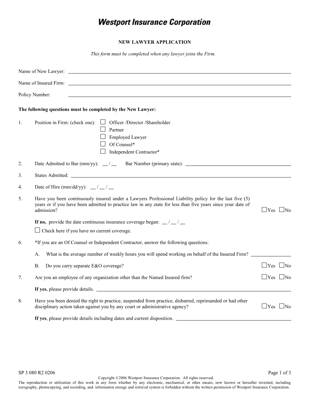 New Lawyer Application