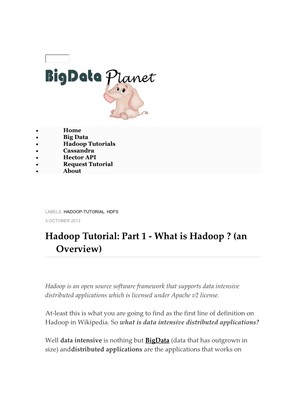 Hadoop Tutorial: Part 1 - What Is Hadoop ? (An Overview)