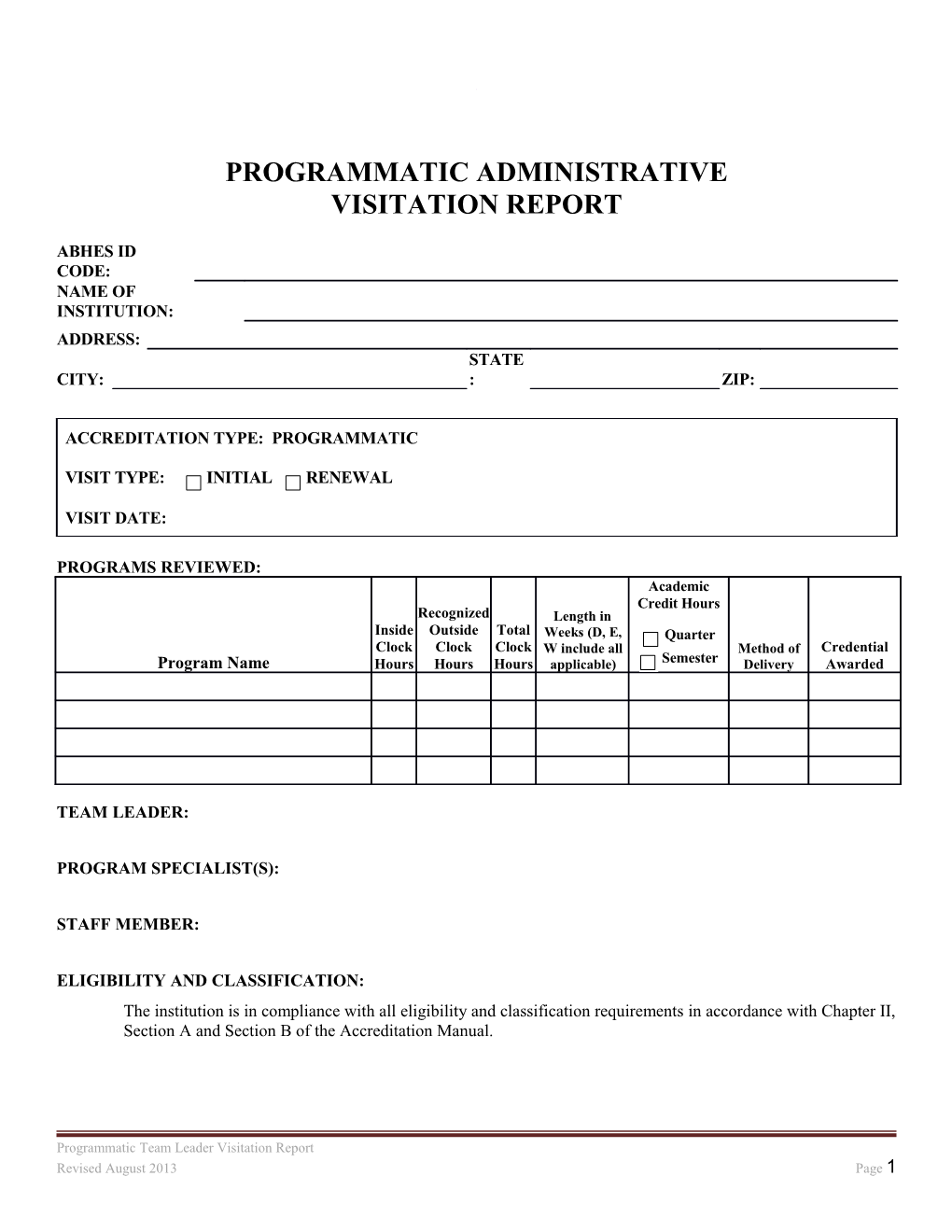 Programmatic Administrative