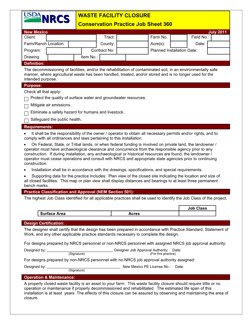 Conservation Practice Job Sheet 360