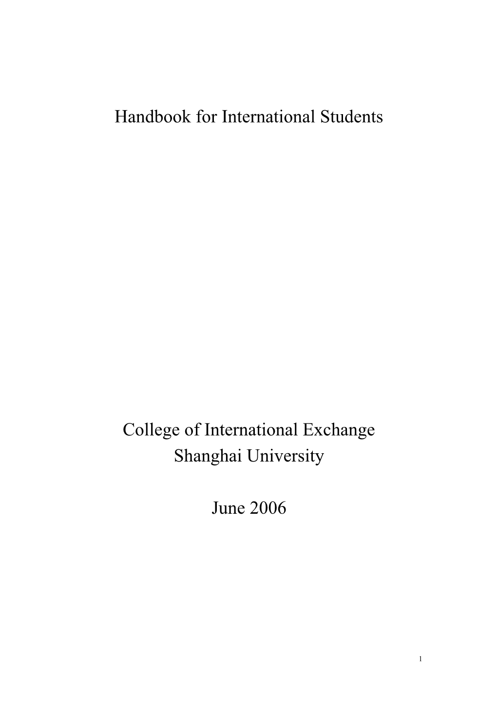 Handbook for International Students