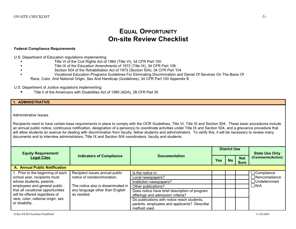 On-Site Checklist-1