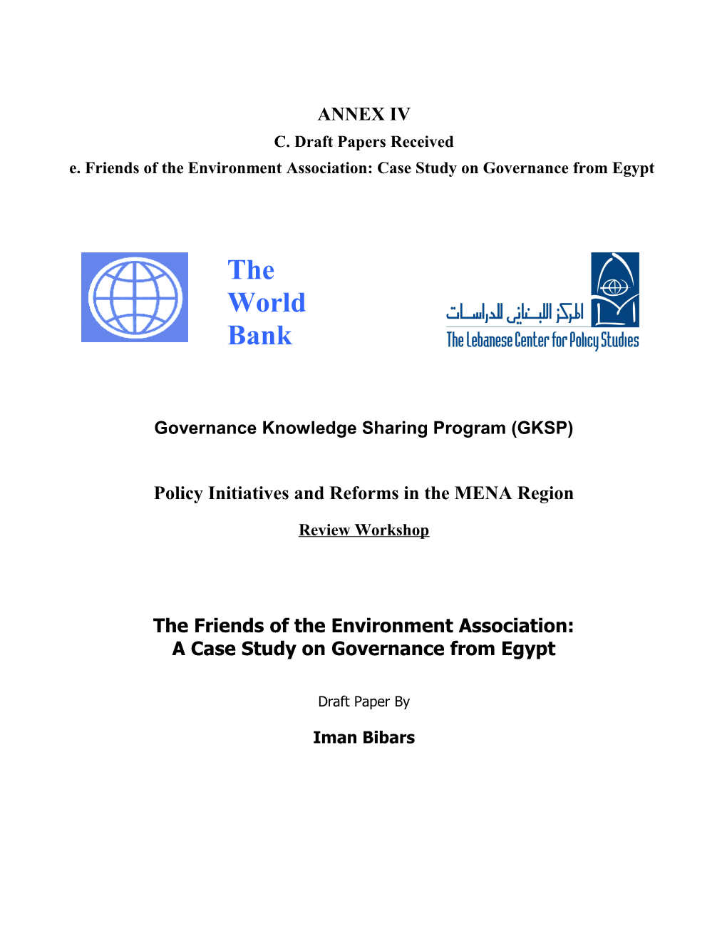 E. Friends of the Environment Association:Case Study on Governance from Egypt