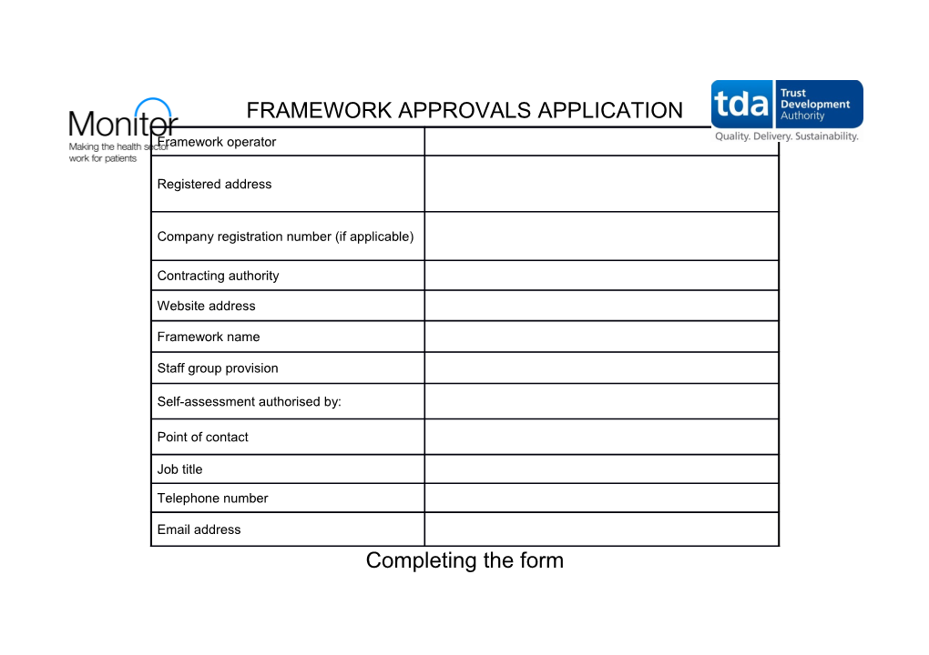 Framework Approvals Application