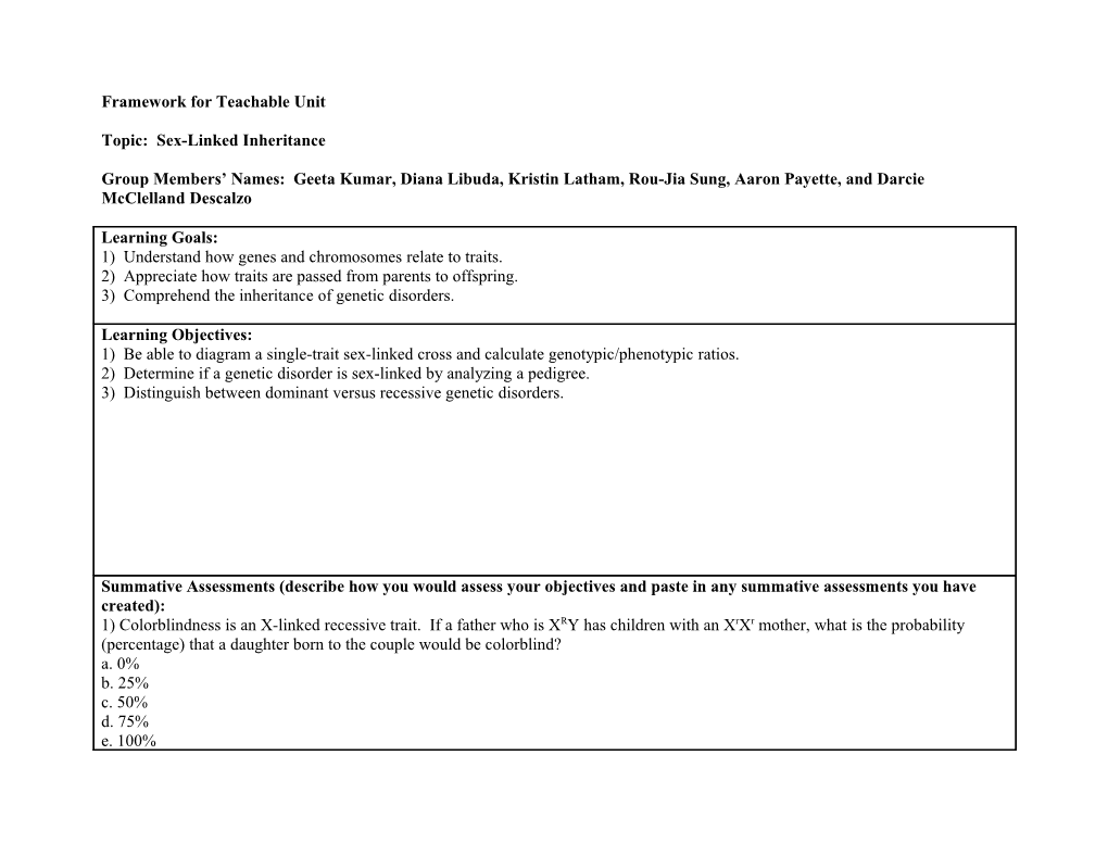 Framework for Teachable Unit