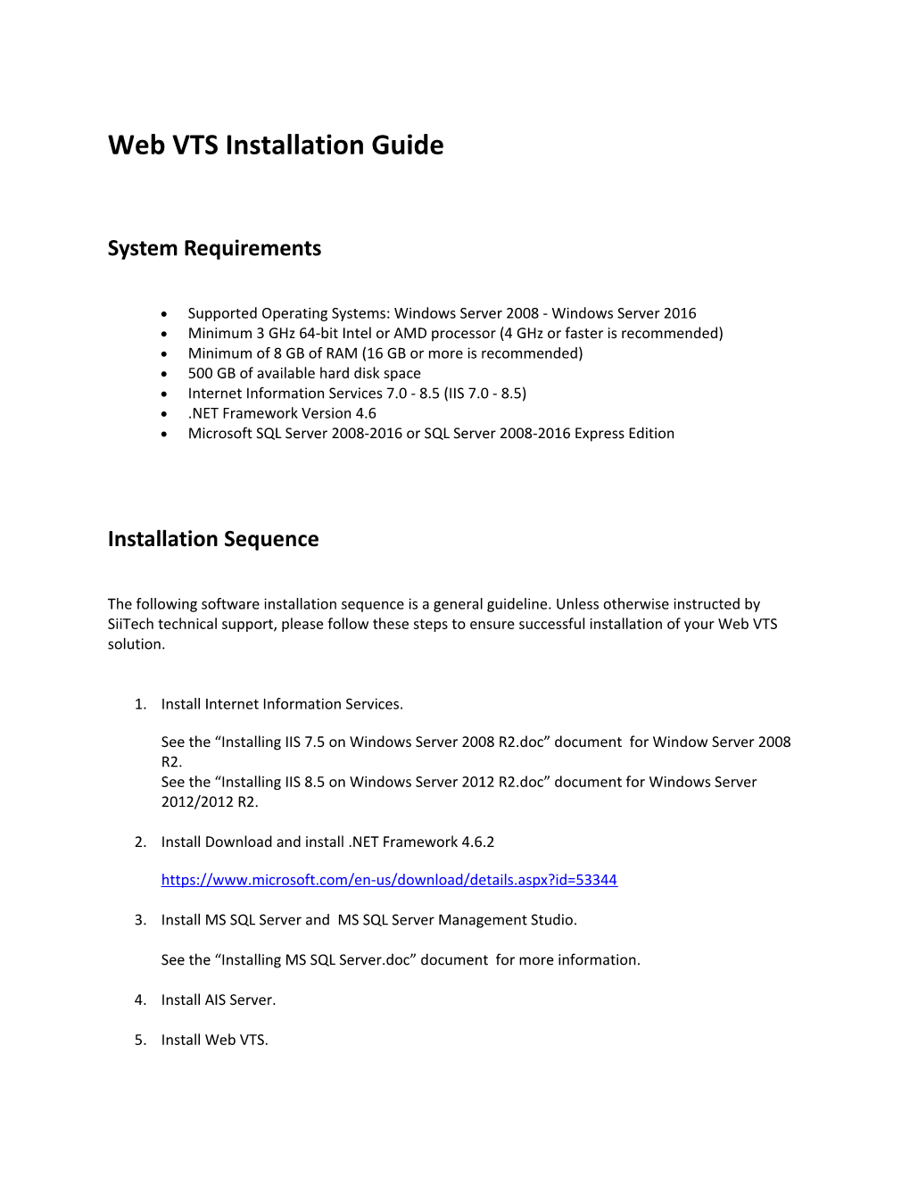 Web VTS Installation Guide