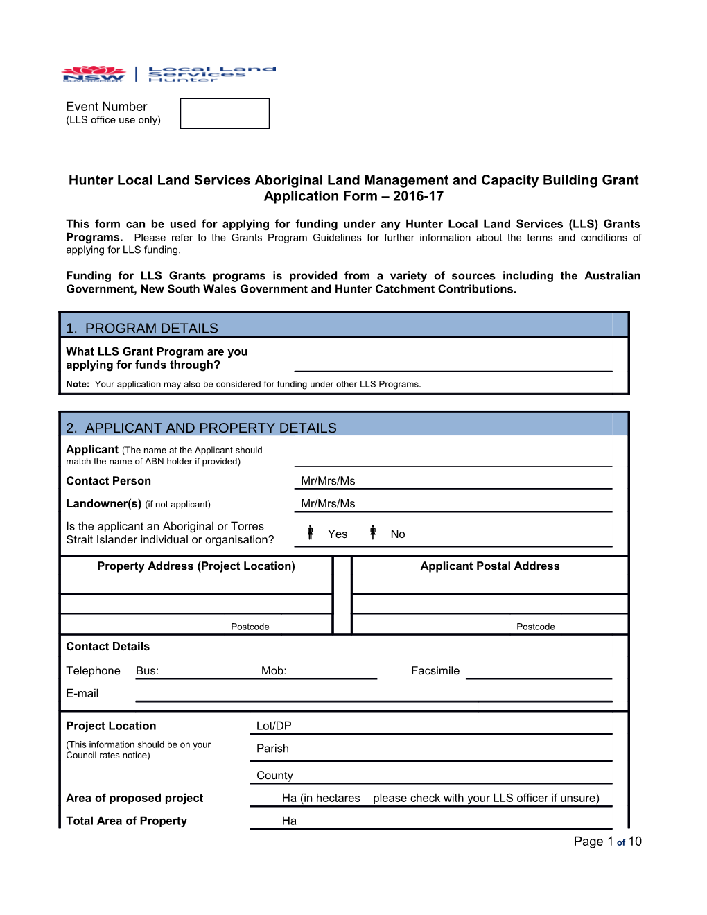 Hunter Local Land Services Aboriginalland Management and Capacity Building Grant Application