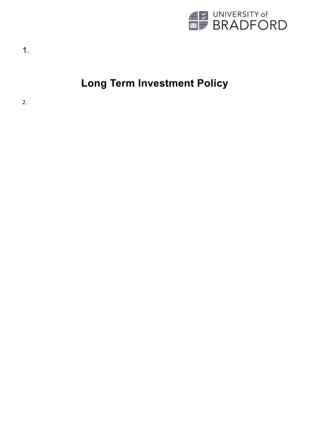 Long Term Investment Policy