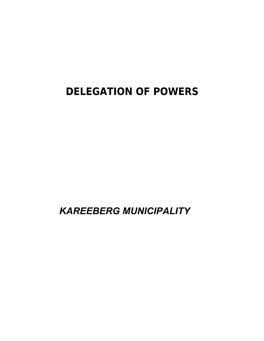Delegation of Powers