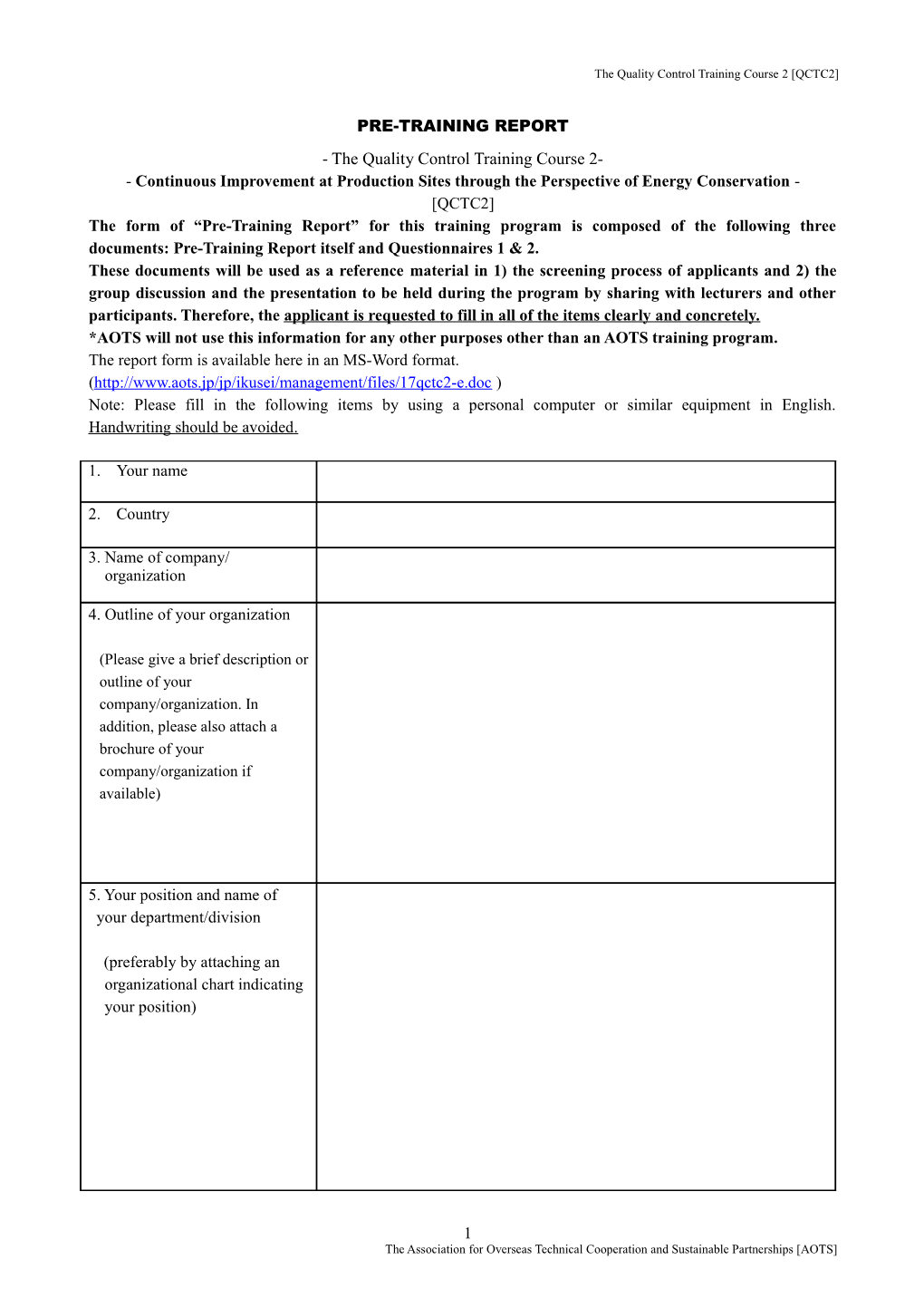 The Quality Control Training Course 2 QCTC2