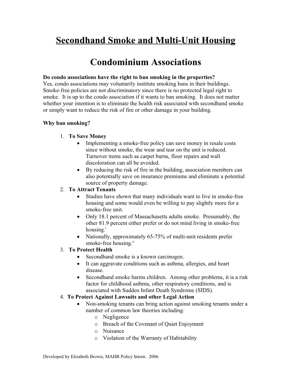 Secondhand Smoke and Multi-Unit Housing