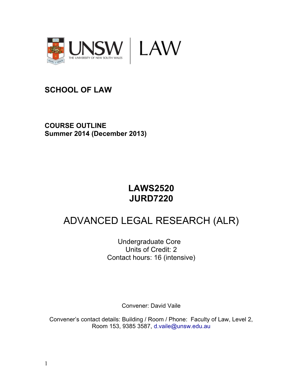 Advanced Legal Research (Alr)