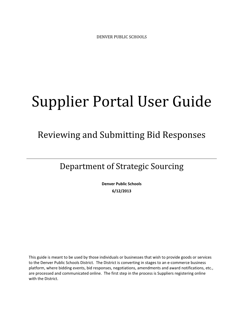Supplier Portal User Guide