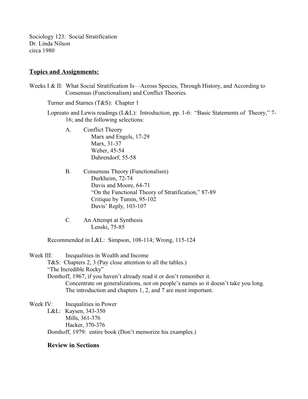 Sociology 123: Social Stratification