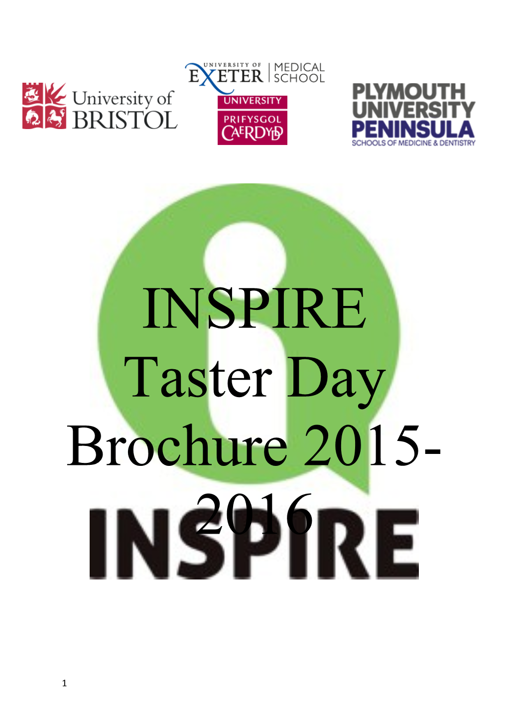 INSPIRE Taster Day Brochure 2015-2016