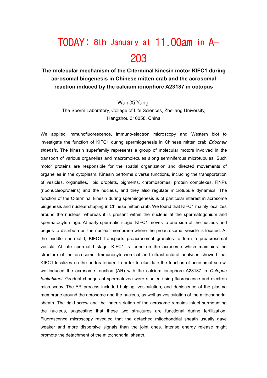 The Molecular Mechanism of C-Terminal Kinesin Motor KIFC1 During Acrosomal Biogenesis In