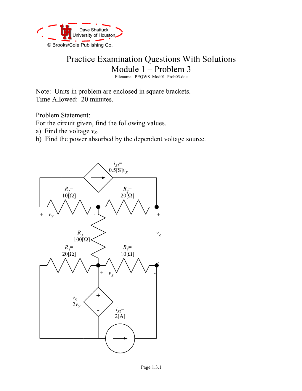 Practice Examination Module 1 Problem 3