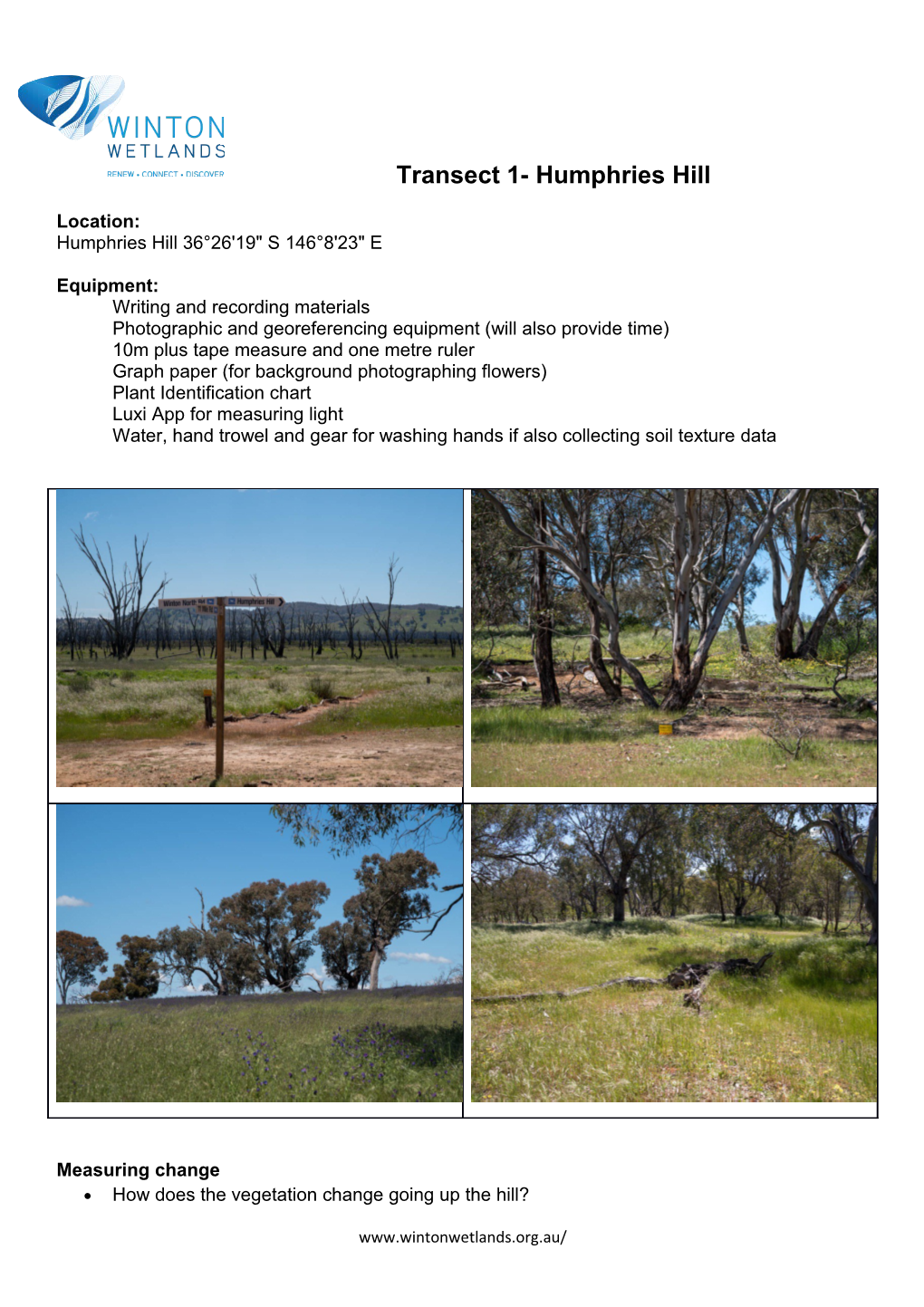 Transect 1- Humphries Hill
