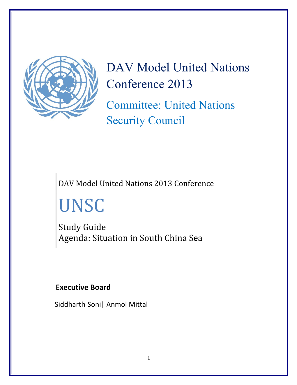 DAV Model United Nations Conference 2013