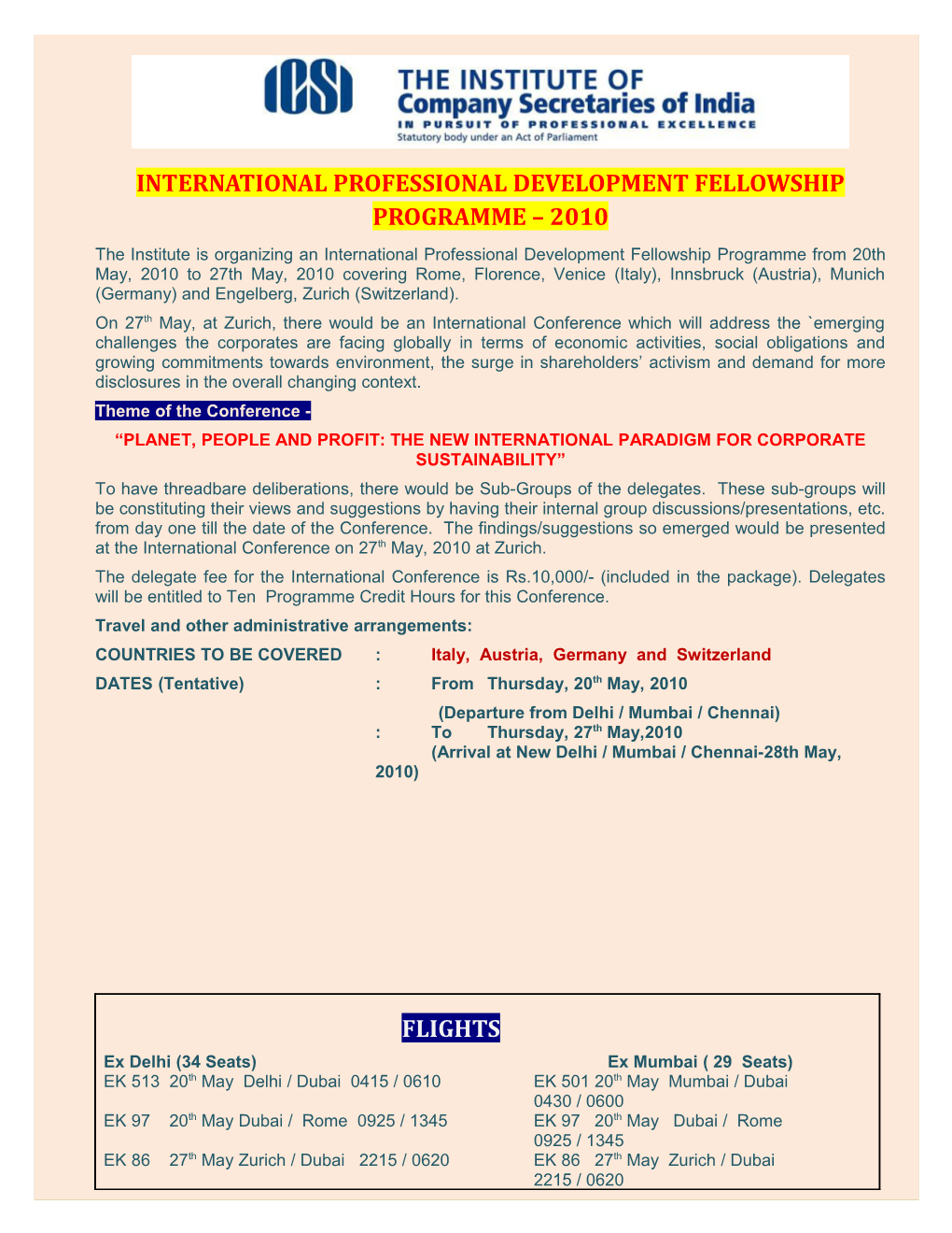 International Professional Development Fellowship Program 2010