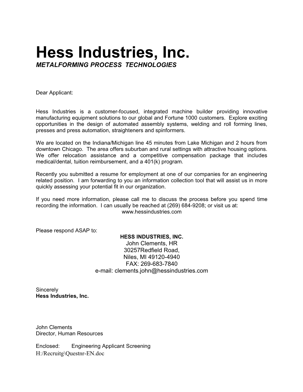 Hess Industries, Inc