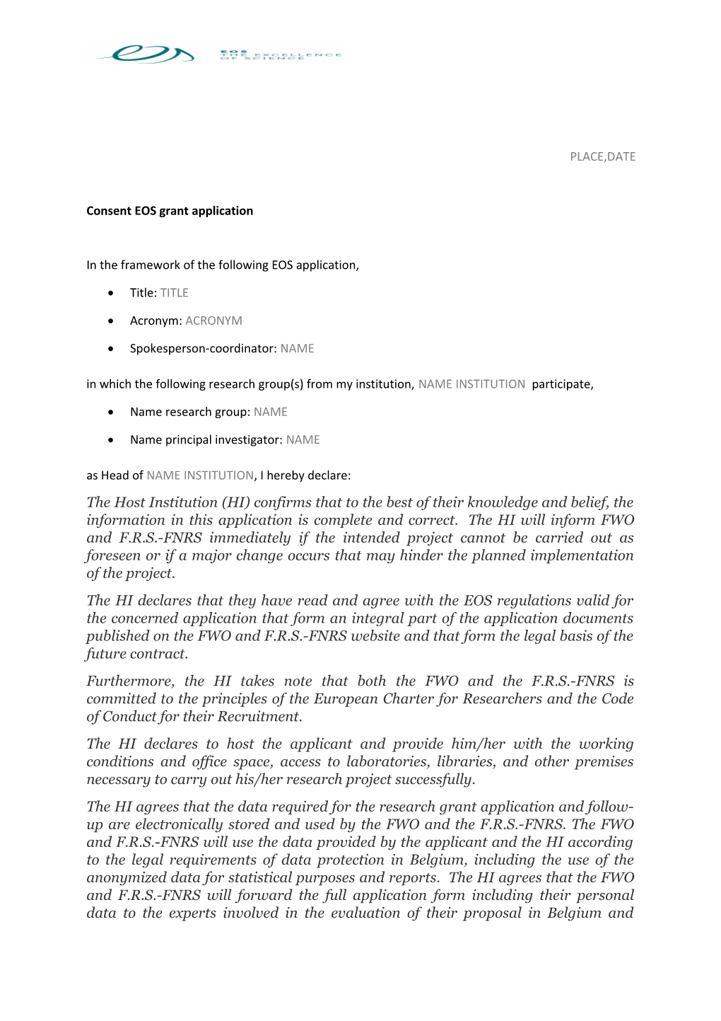 Template EOS Consert Form Type II, III and IV Institutions