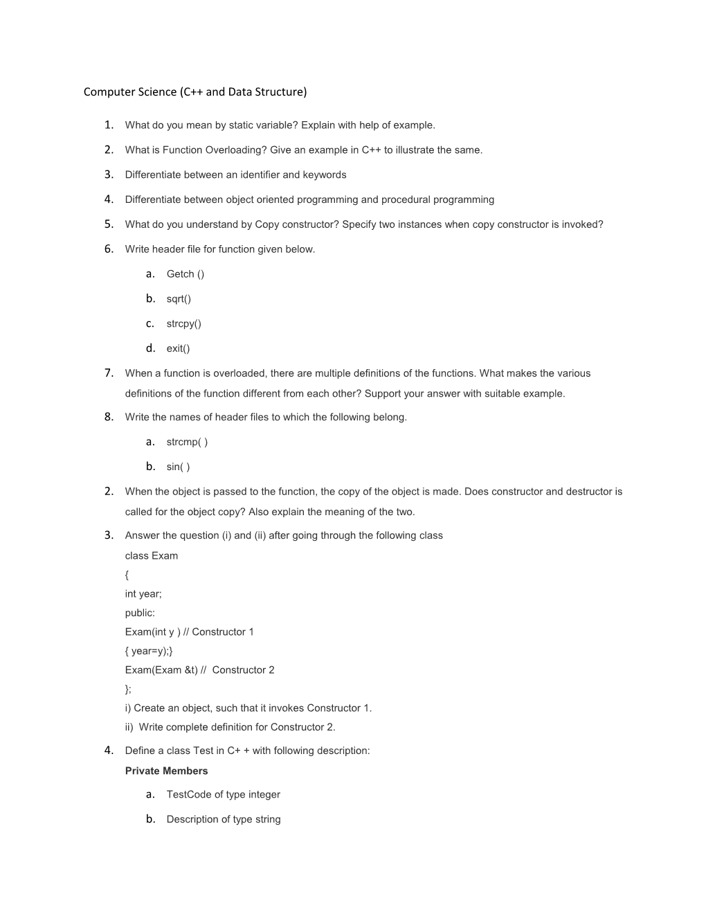 Computer Science (C and Data Structure)