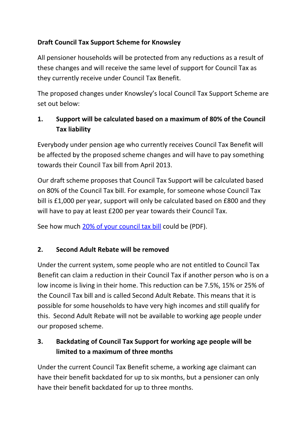 Draft Council Tax Support Scheme for Knowsley