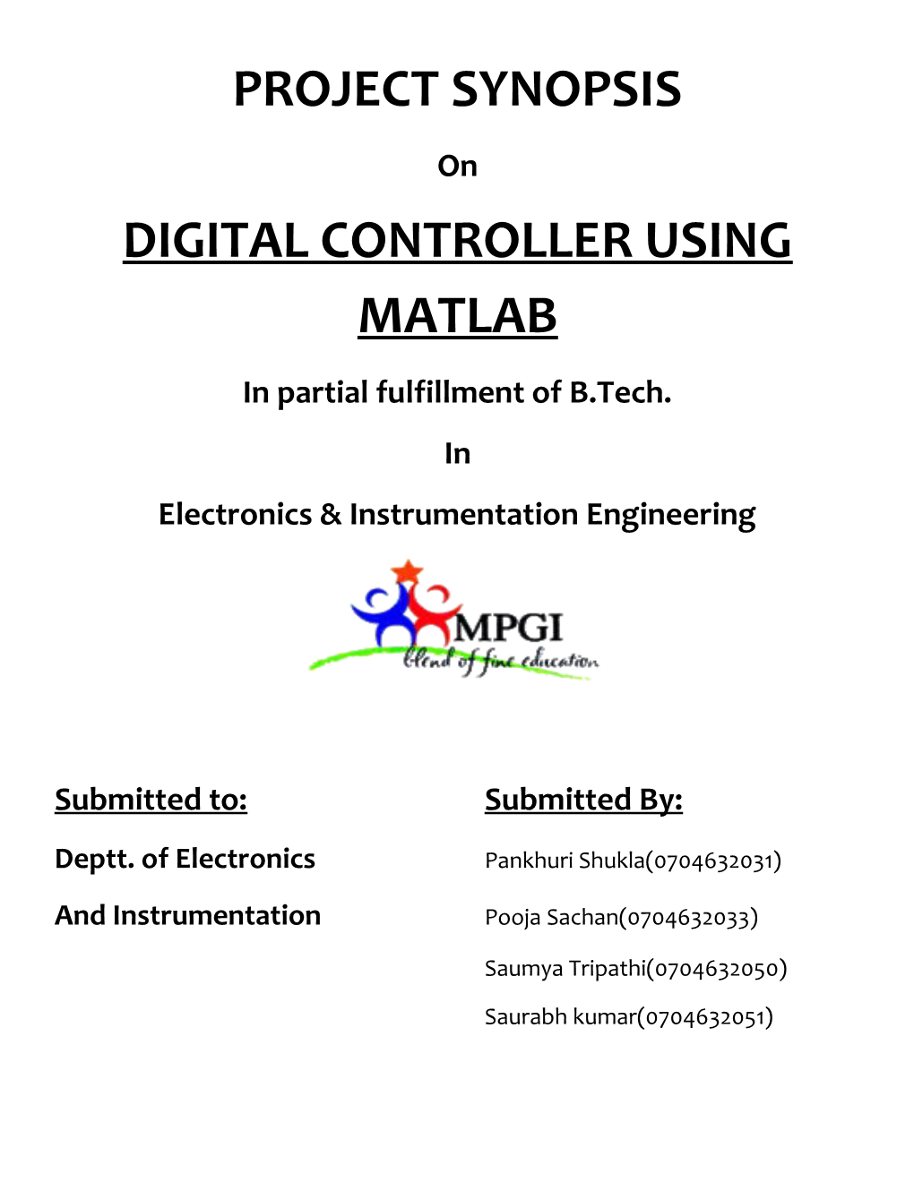 Digital Controller Using Matlab