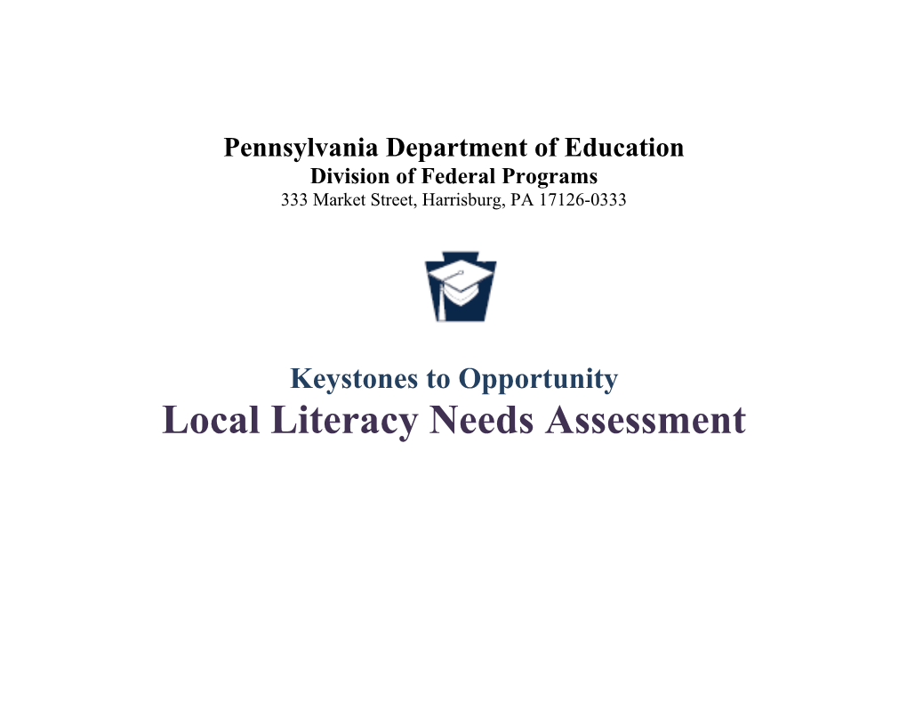 Pennsylvania Comprehensive Literacy Needs Assessment