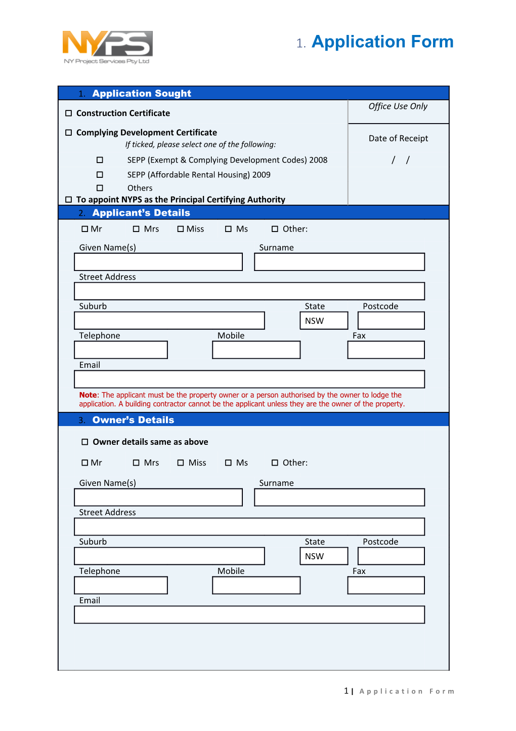 Certification Application Form