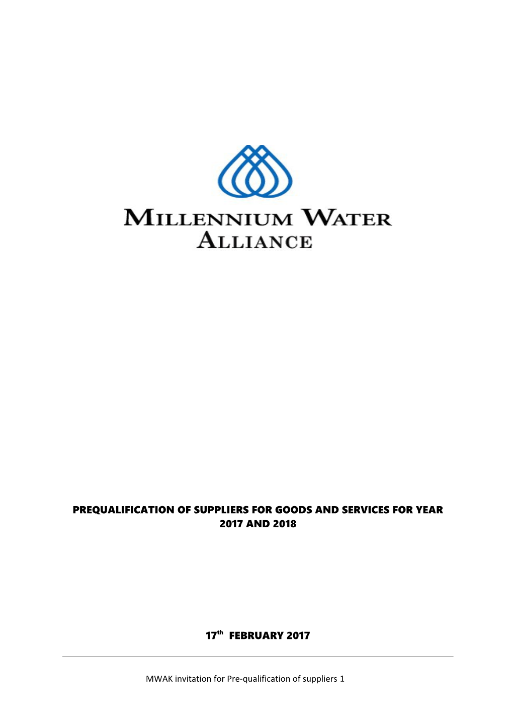 Prequalification of Suppliers for Goods and Services for Year 2017 and 2018