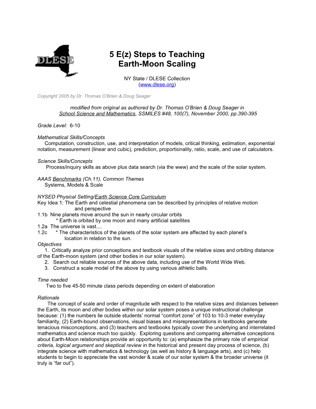 5 E(Z) Steps to Teaching Earth-Moon Scaling