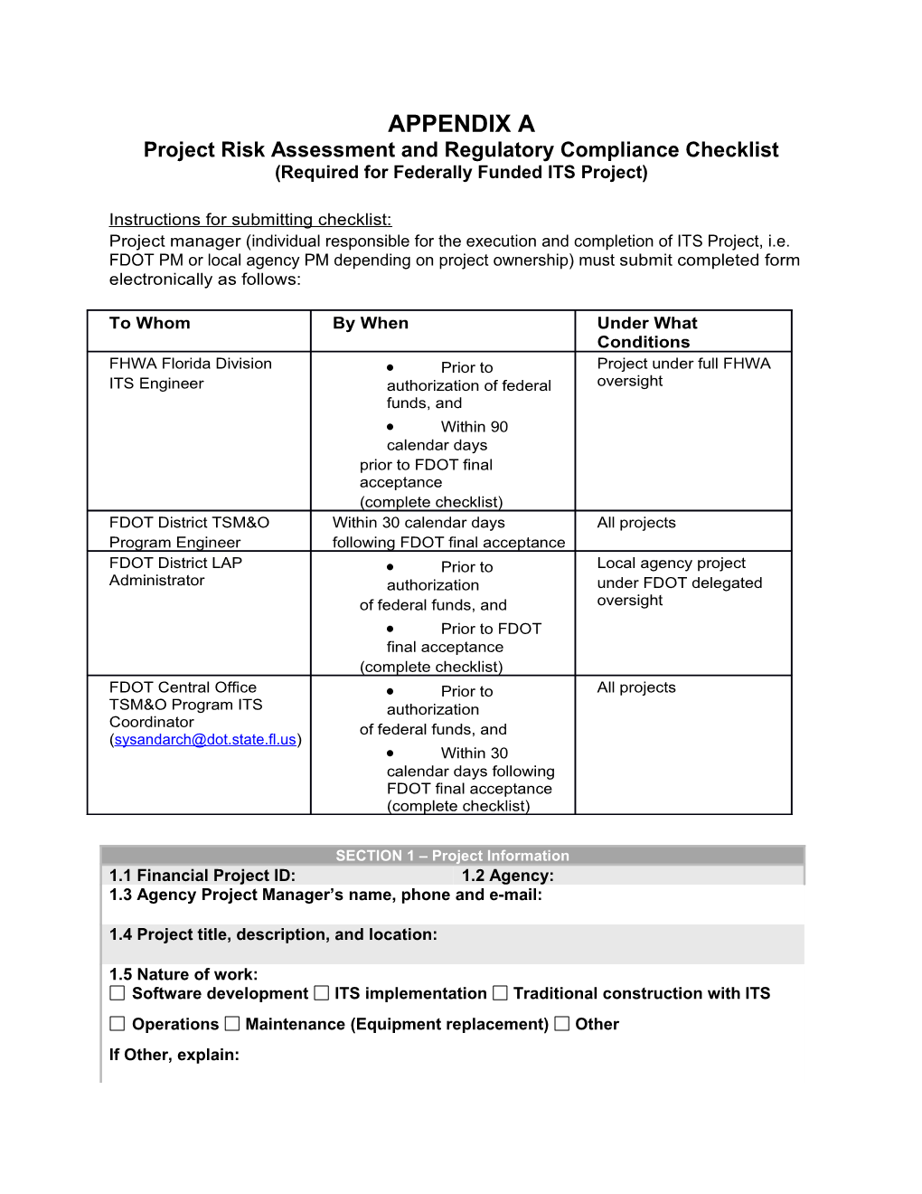 Project Risk Assessment and Regulatory Compliance Checklist(Required for Federally Funded