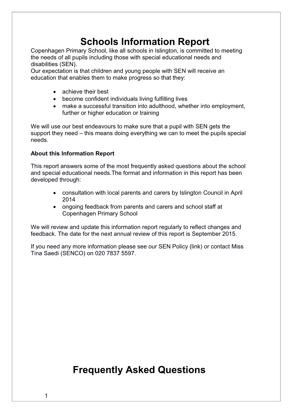 Schools Information Report