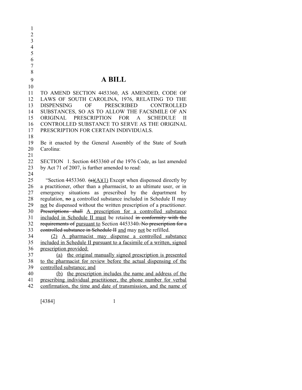 2015-2016 Bill 4384 Text of Previous Version (Dec. 3, 2015) - South Carolina Legislature Online