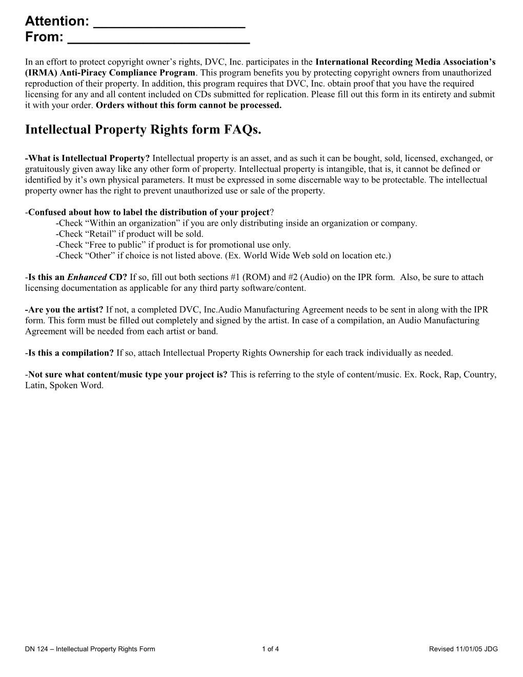 Intellectual Property Rights Form Faqs