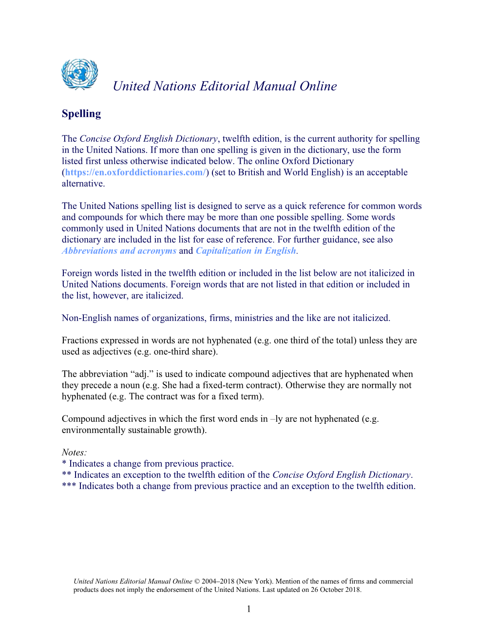 United Nations Editorial Manual Online