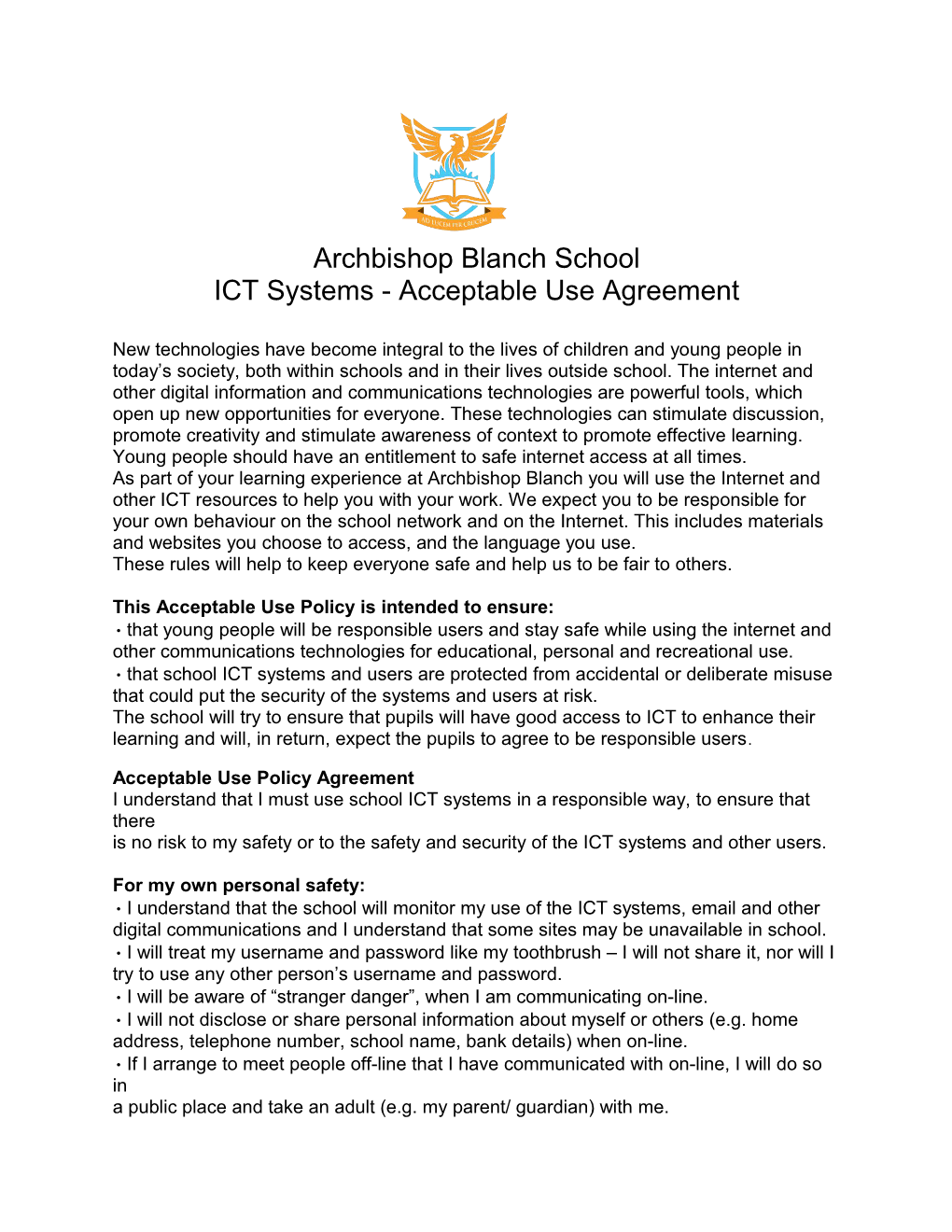 ICT Systems - Acceptable Use Agreement