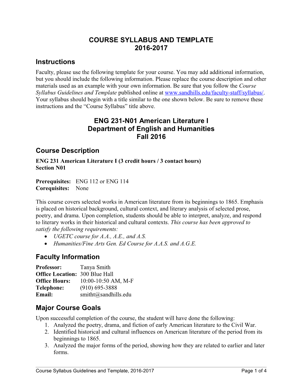 Course Syllabus Guidelines and Template