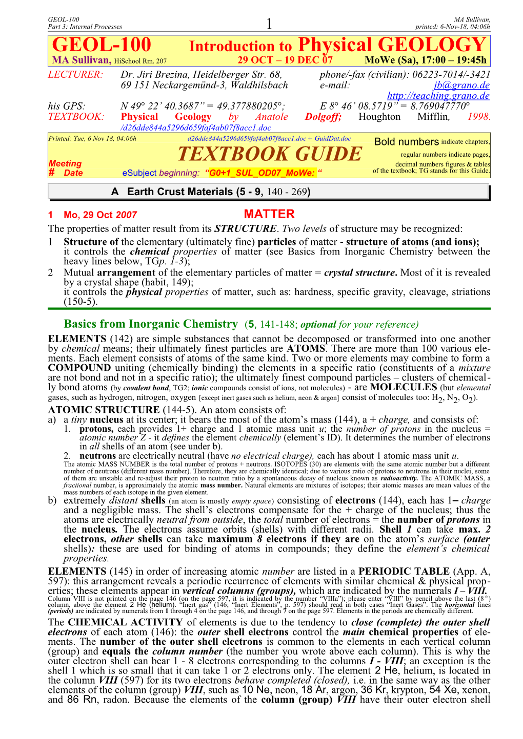 GEOL-100 Guide 1, Tuth, AUG-OCT 90, HD