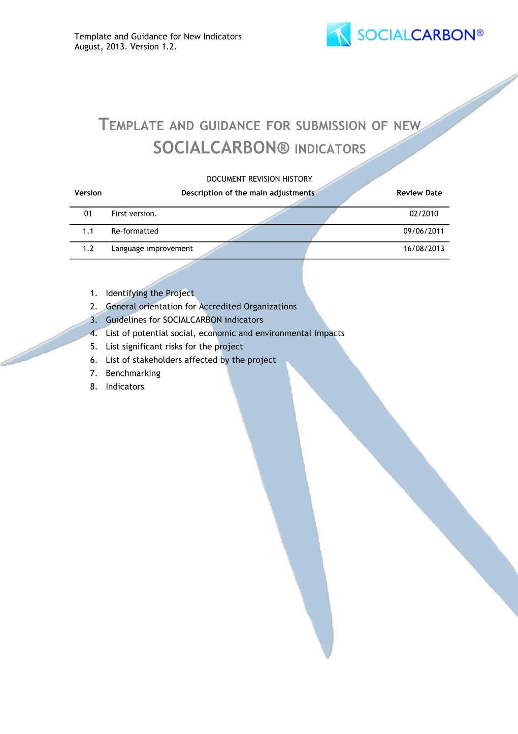 Template and Guidance for Submission of New SOCIALCARBON Indicators