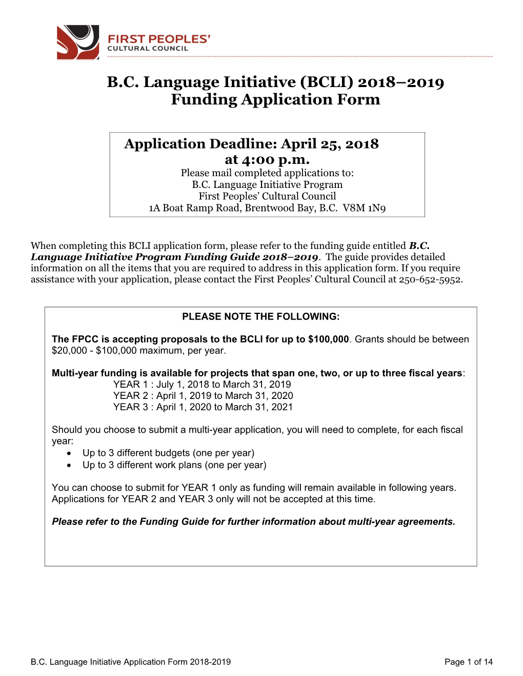 B.C. Language Initiative (BCLI)2018 2019