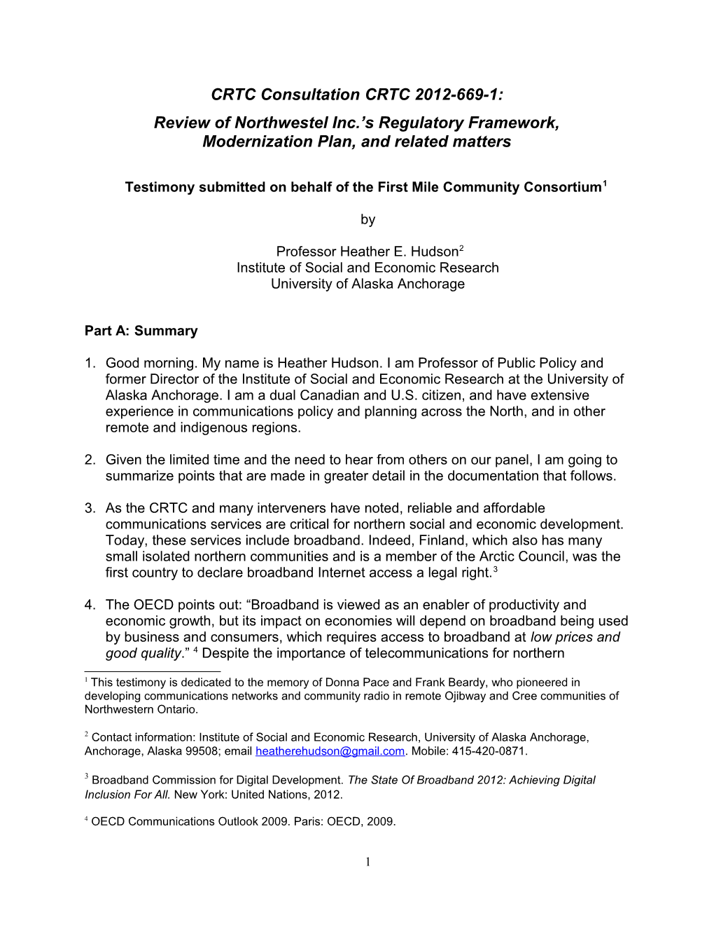 Review of Northwestel Inc. S Regulatory Framework