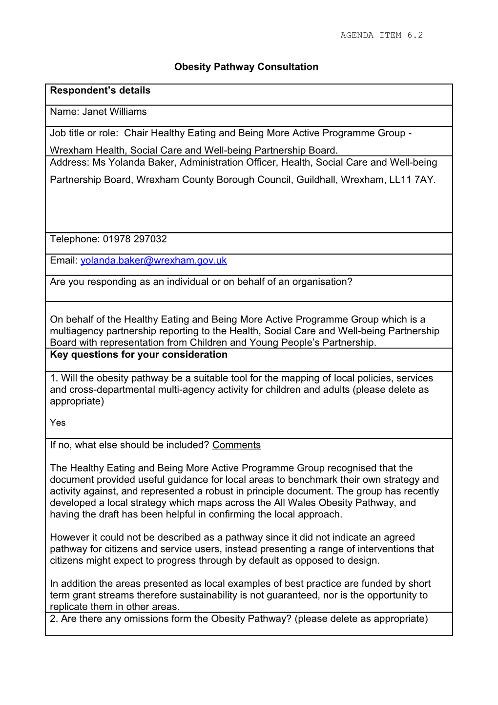 Obesity Pathway Consultation