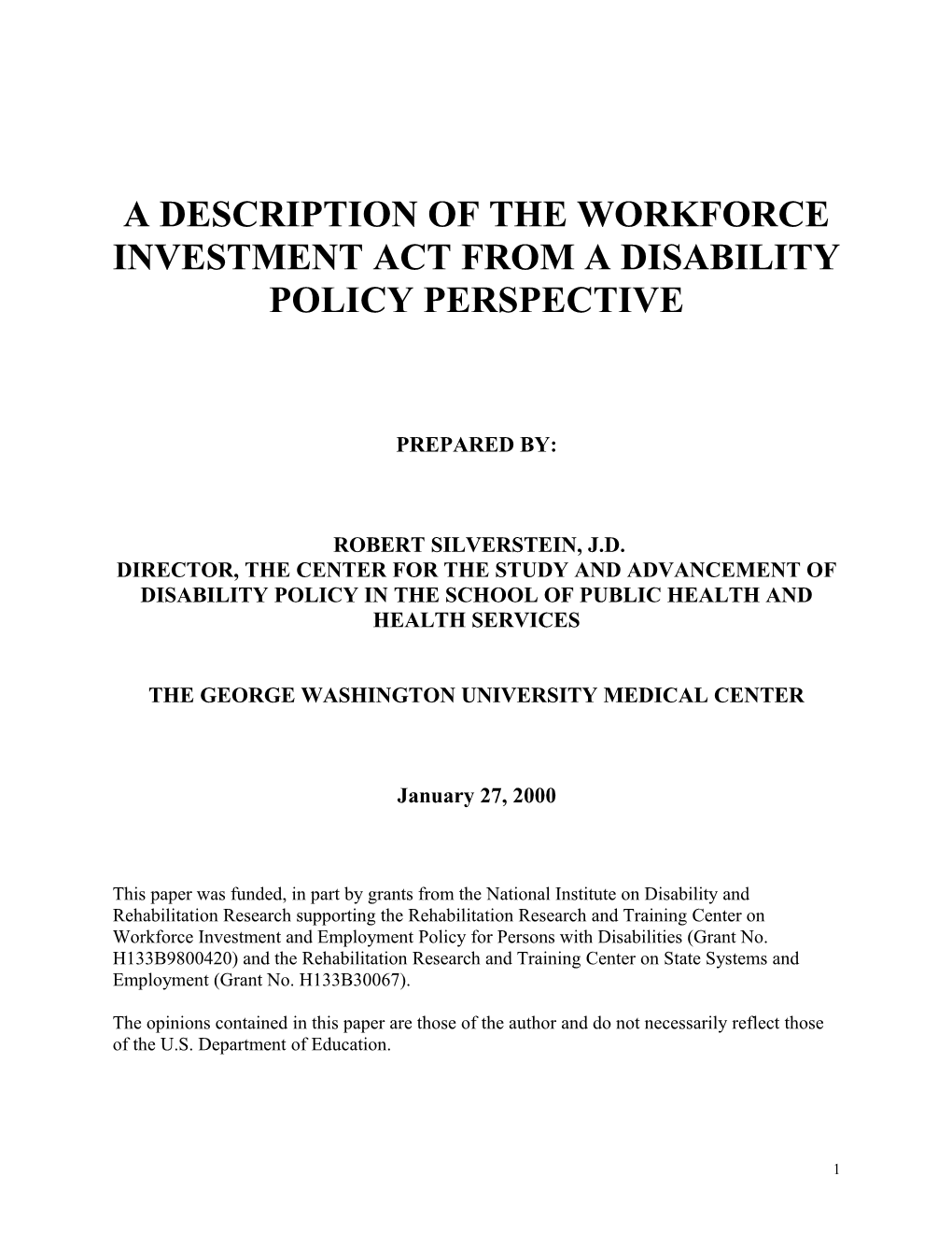 Description of Workforce Investment Act
