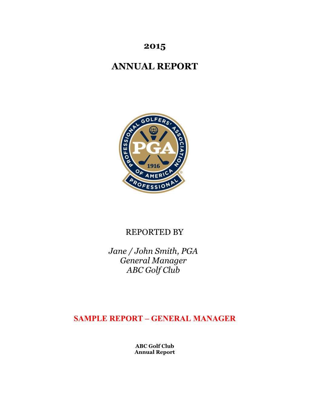 2006 PGA Professional Annual Report