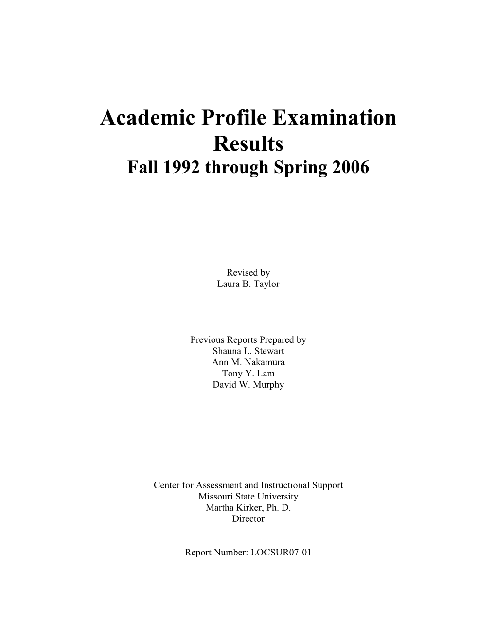 Academic Profile Examination Results