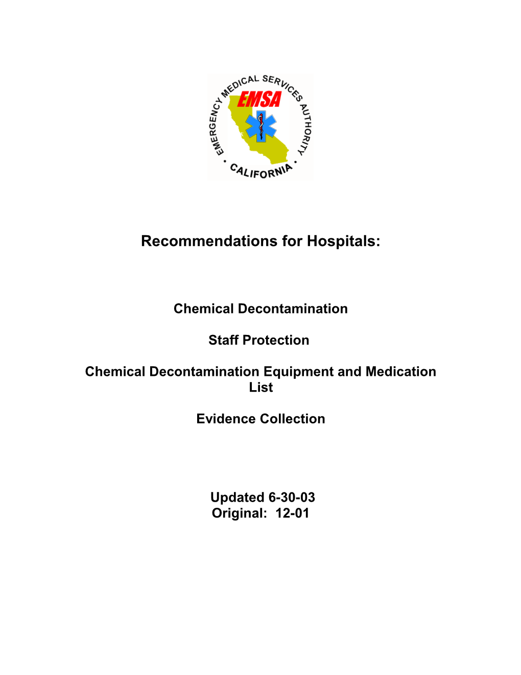 Recommendations for Hospitals